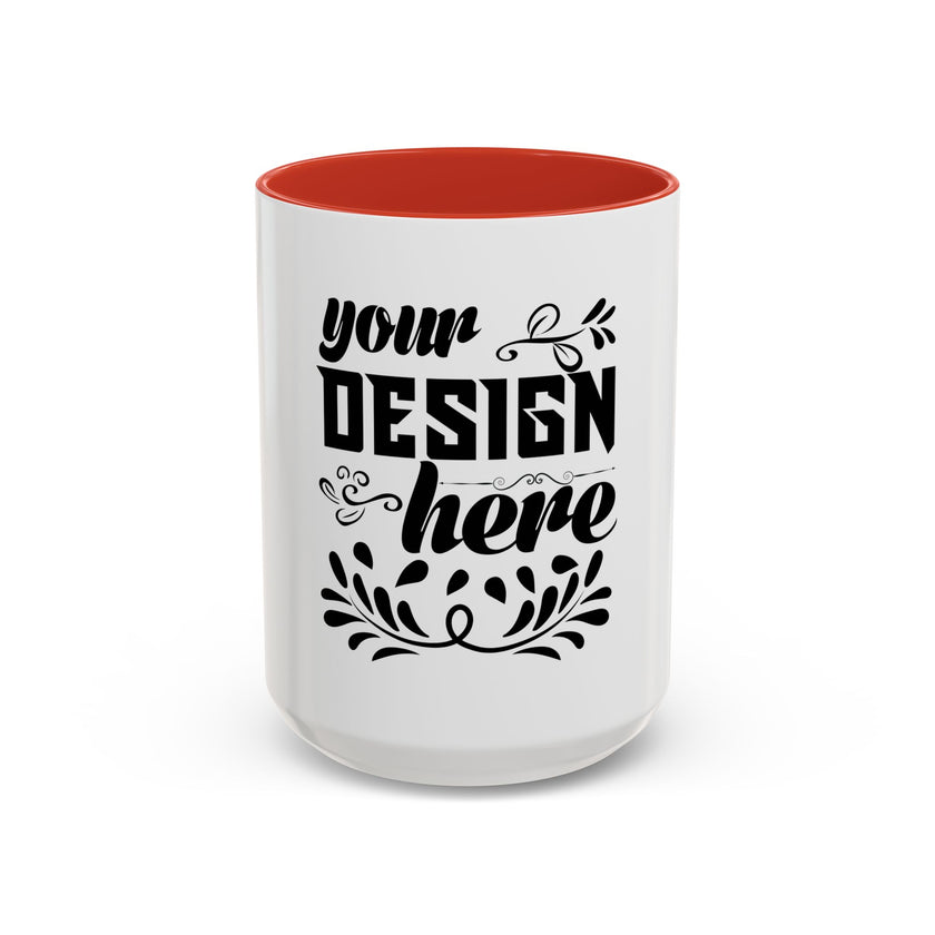 Customizable Accent Coffee Mug 11oz and 15oz Colored Interior Handle