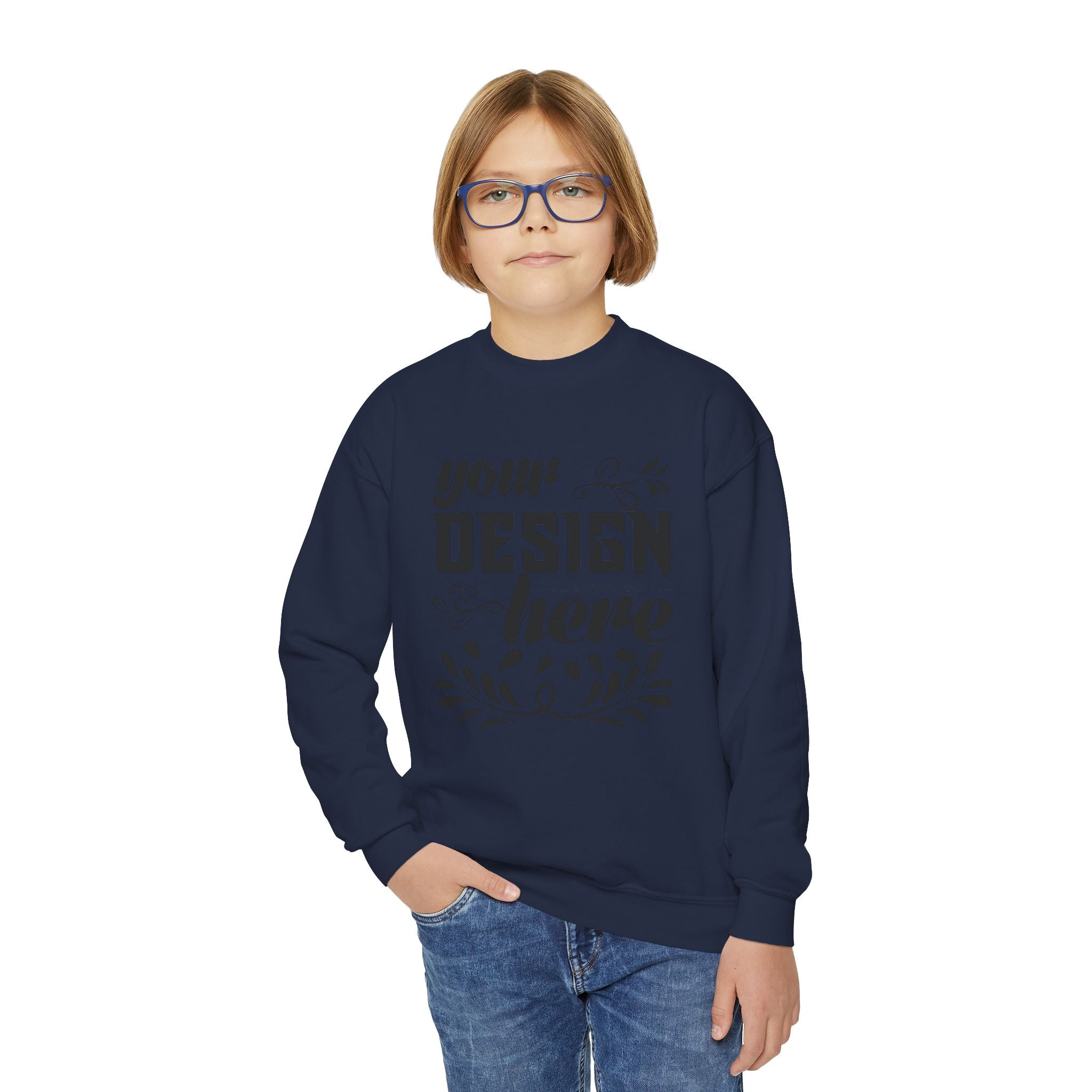 Customizable Gildan 18000B Youth Heavy Blend Crewneck Sweatshirt