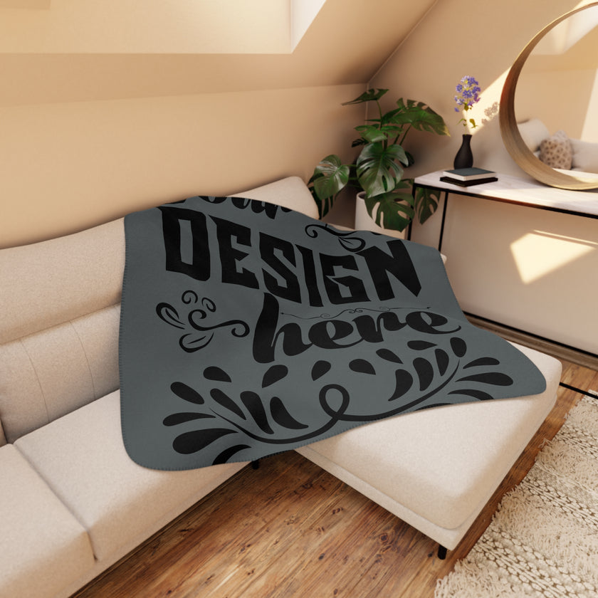 Customizable Tan Sherpa Blanket One Sided Print Soft Sherpa Back