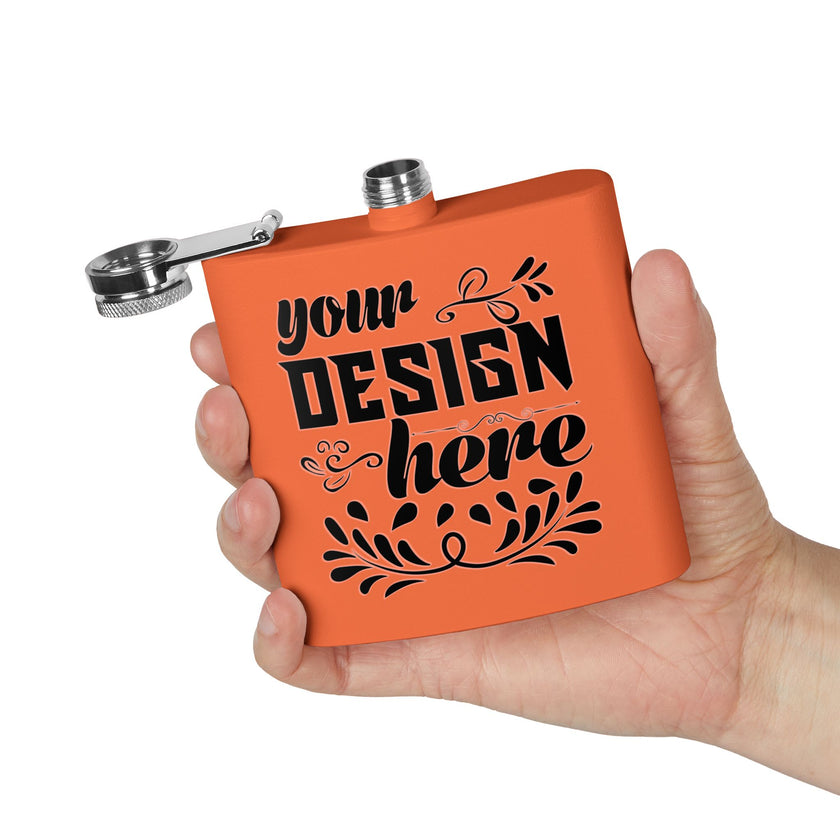 Customizable Polar Camel 6oz Stainless Steel Flask with UV DTF Print