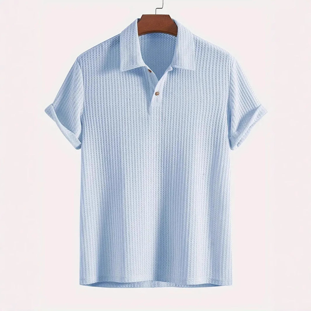 Nameria Men's Lapel Rhombic Knit Short Sleeve Polo