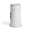 Customizable 22oz White Ceramic Beer Stein Mug with Gold Detail