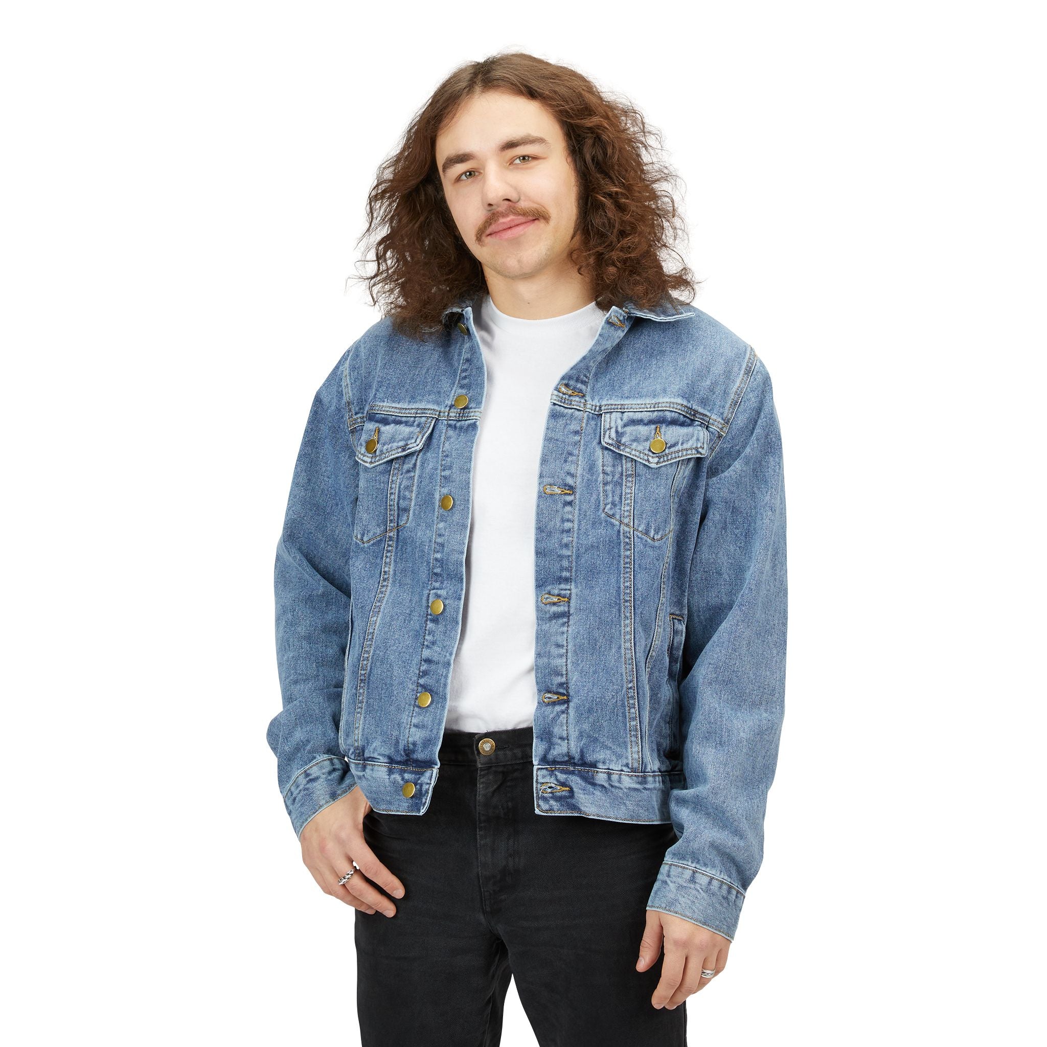 Customizable Men's Denim Jacket Relaxed Fit Stretch Blend Classic