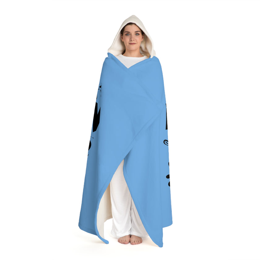 Customizable Hooded Sherpa Fleece Blanket with Cream Sherpa Hood Large
