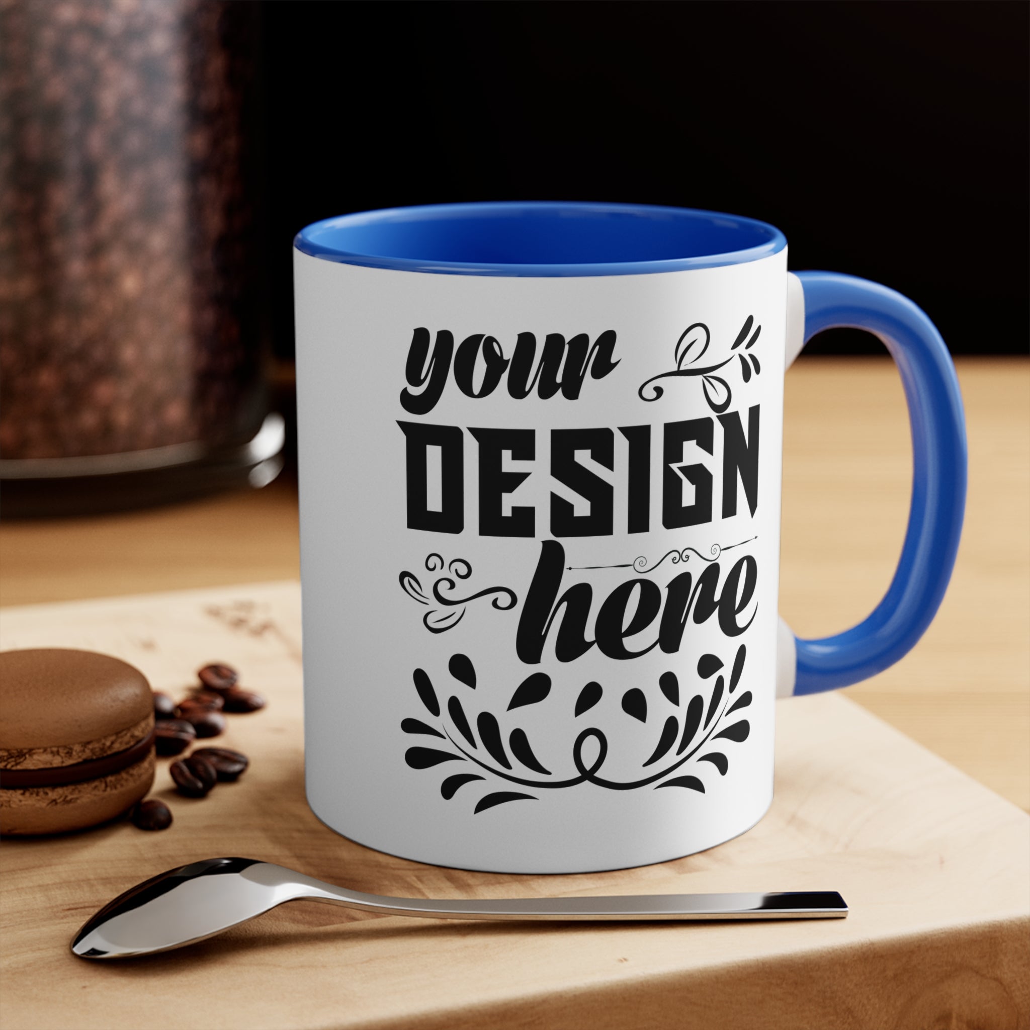 Customizable 11oz Accent Ceramic Mug with Colored Interior and Handle