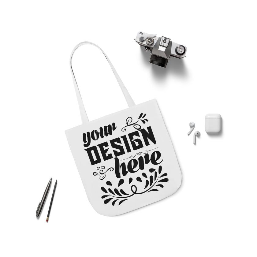 Customizable Canvas Tote Bag With 5 Color Strap Options All Over Print