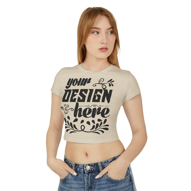 Customizable Womens Baby Tee Organic Cotton Slim Fit T Shirt