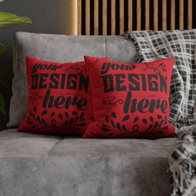 Customizable Faux Suede Square Pillowcase with Concealed Zipper Closure