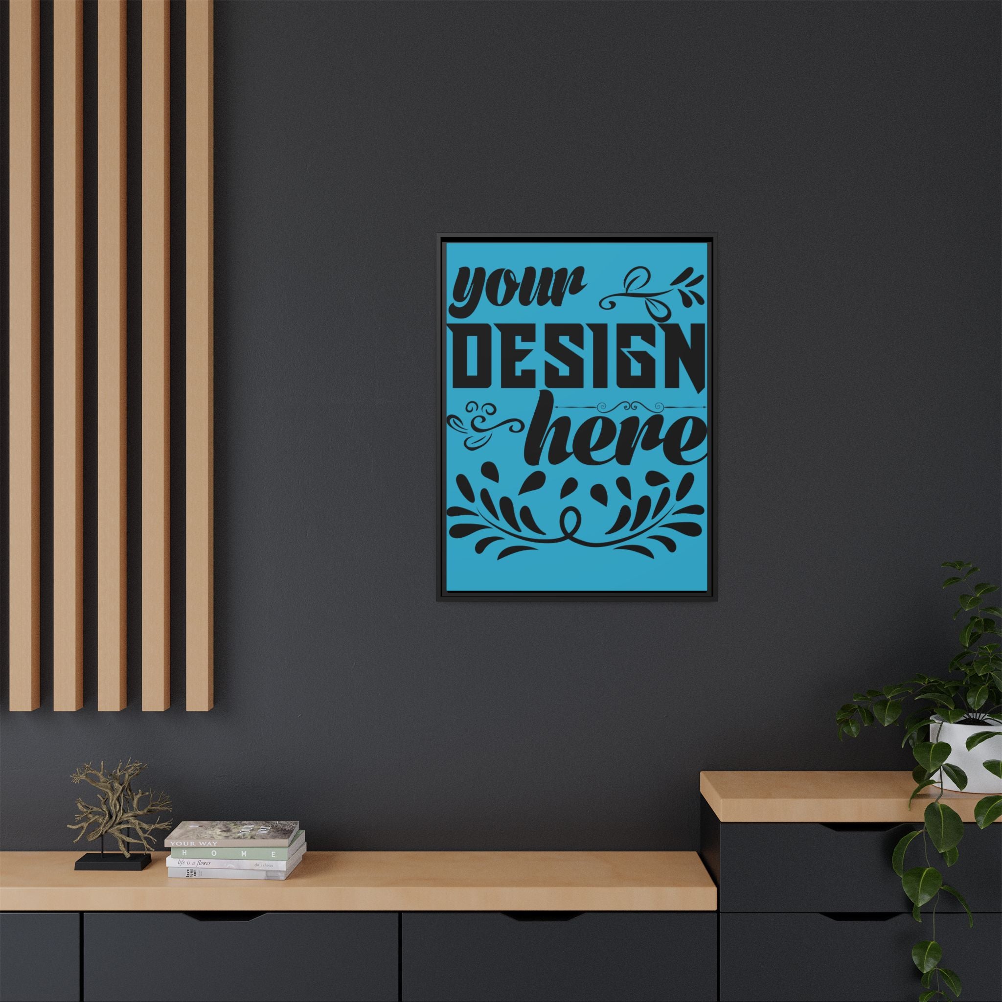 Customizable Framed Matte Canvas Print with Pinewood Frame Sawtooth Hanger