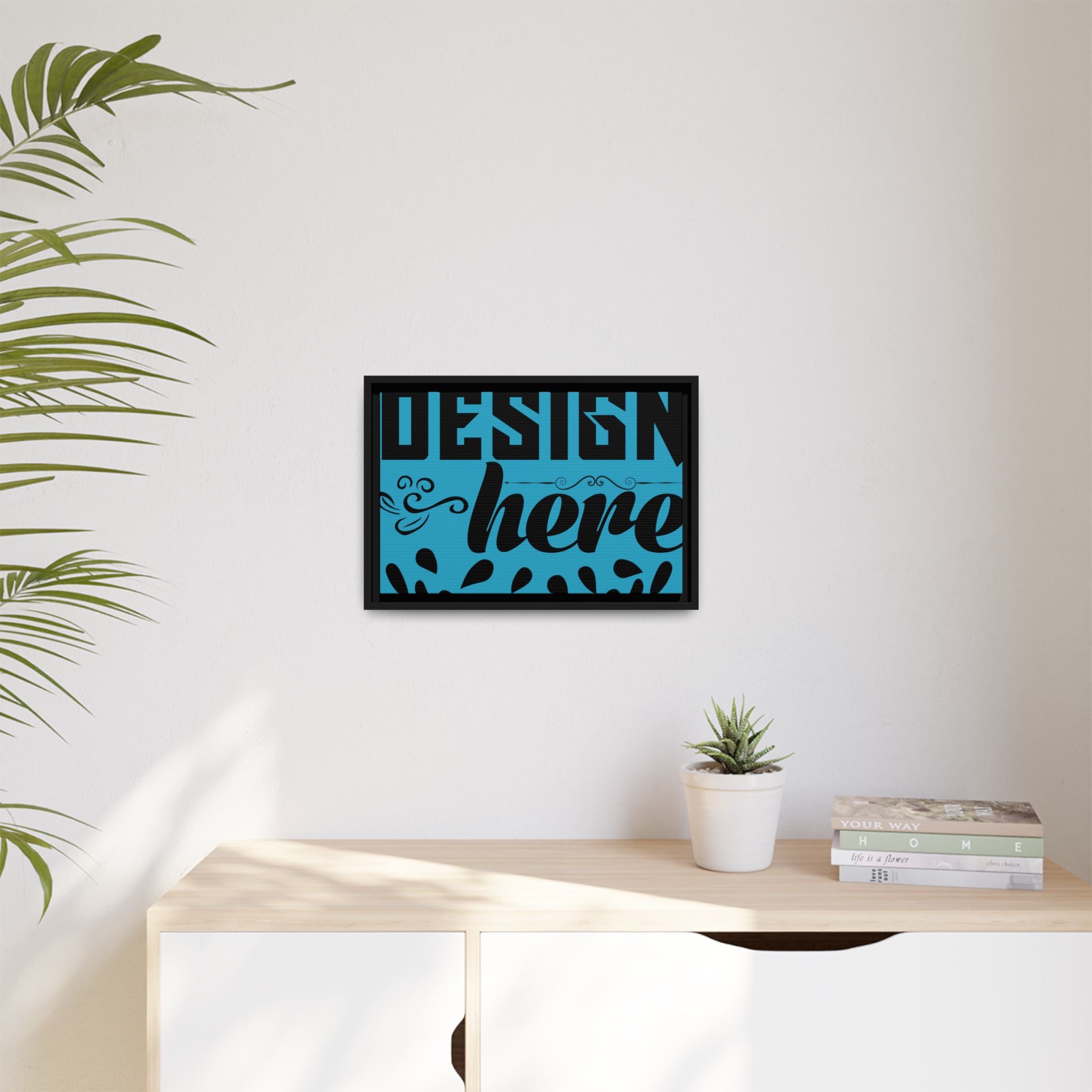 Customizable Framed Matte Canvas Print with Pinewood Frame Sawtooth Hanger