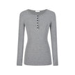 Nameria Button Fitted Long Sleeve Base Layer Half Open Collar Top