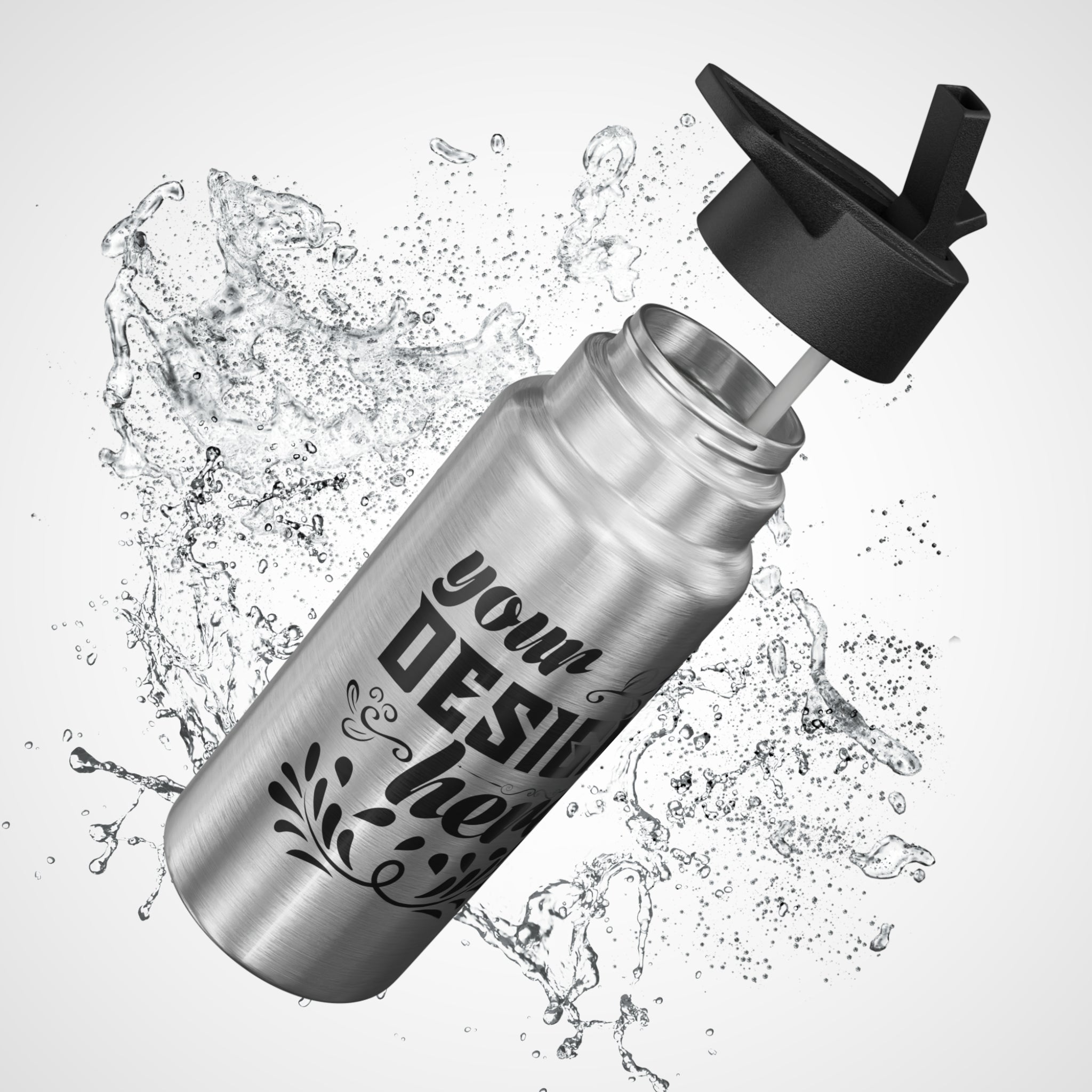 Customizable 32oz Stainless Steel Gator Tumbler Bottle with Straw Lid