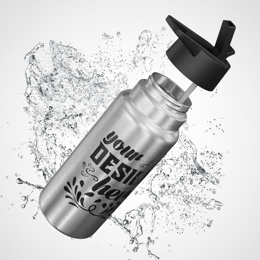 Customizable 32oz Stainless Steel Gator Tumbler Bottle with Straw Lid