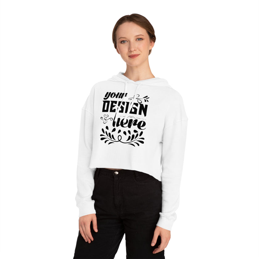 Customizable Independent Trading Women Cropped Hooded Sweatshirt