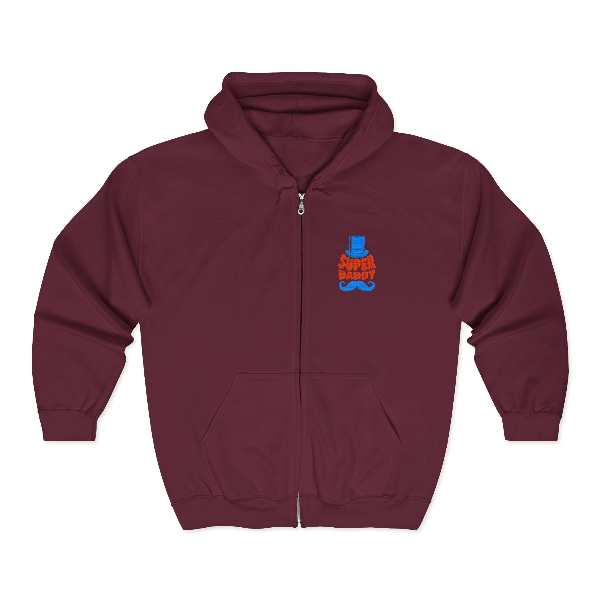 Gildan 18600 Unisex Full Zip Hoodie | Super Daddy Embroidery