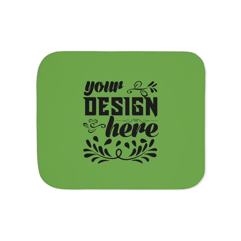 Customizable Sherpa Photo Blanket Two Color Options Grey or Beige