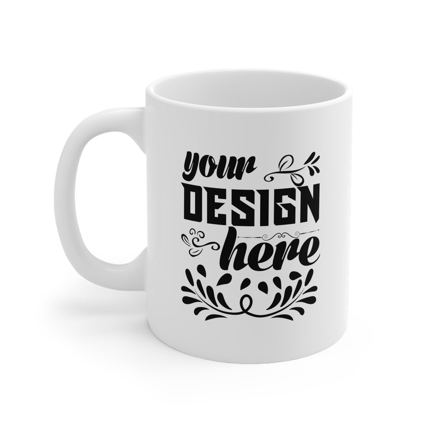 Customizable White Ceramic Mug 11oz ORCA Coated Glossy Finish Daily Use