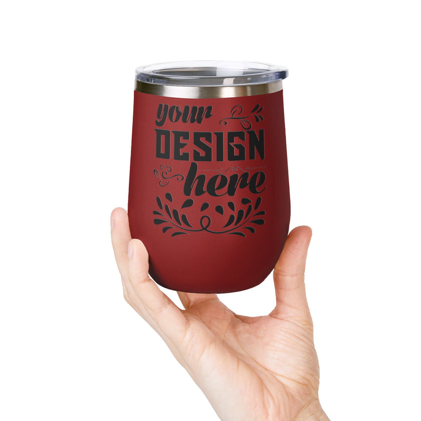 Customizable Polar Camel 12oz Stainless Steel Wine Tumbler Cup Lid