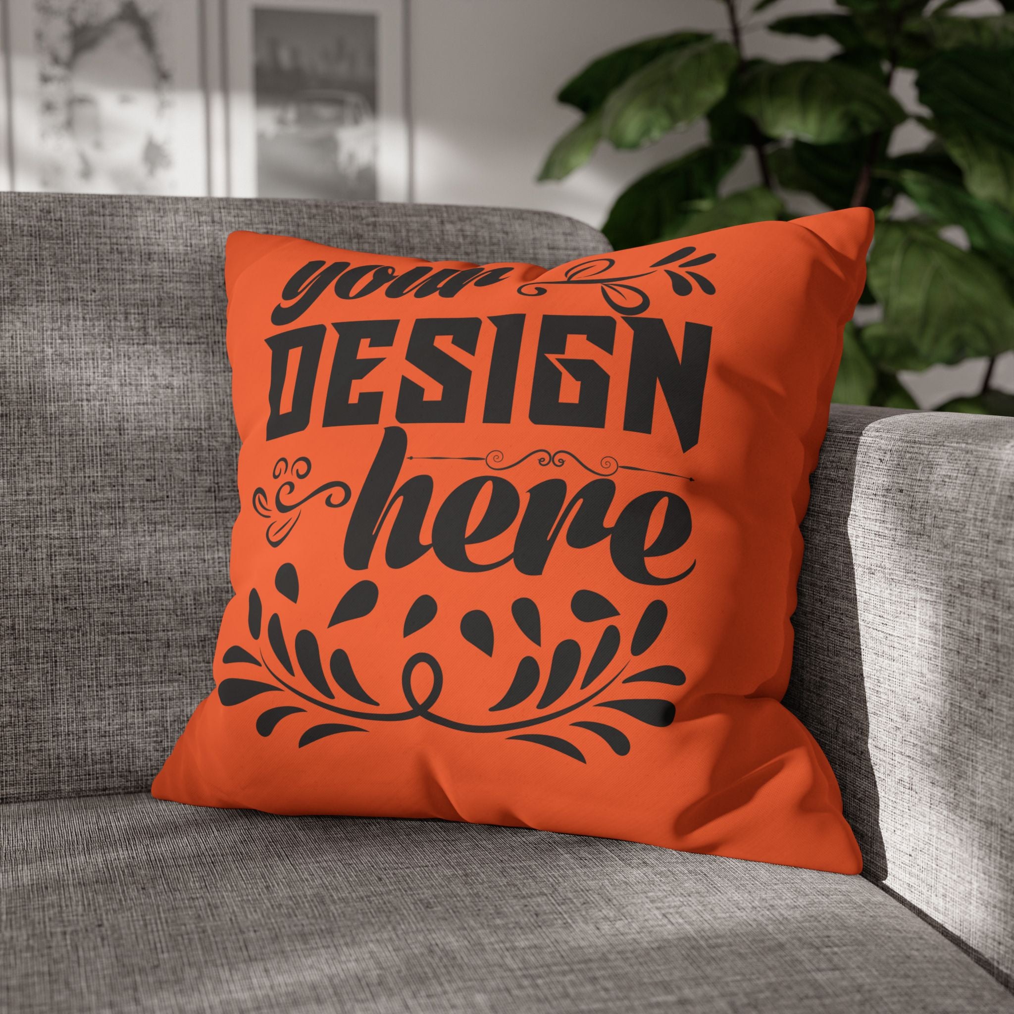 Customizable Square Poly Canvas Pillowcase with Concealed Zipper Closure