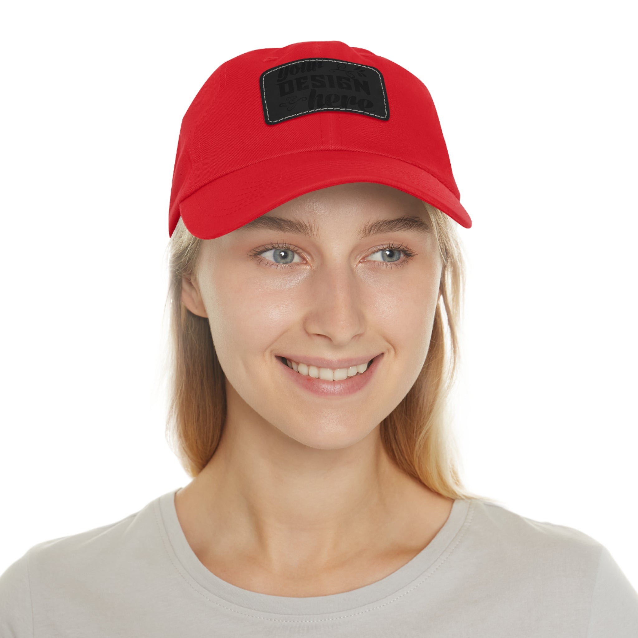Customizable ValuCap VC300A Dad Hat with Faux Leather Patch Rectangle