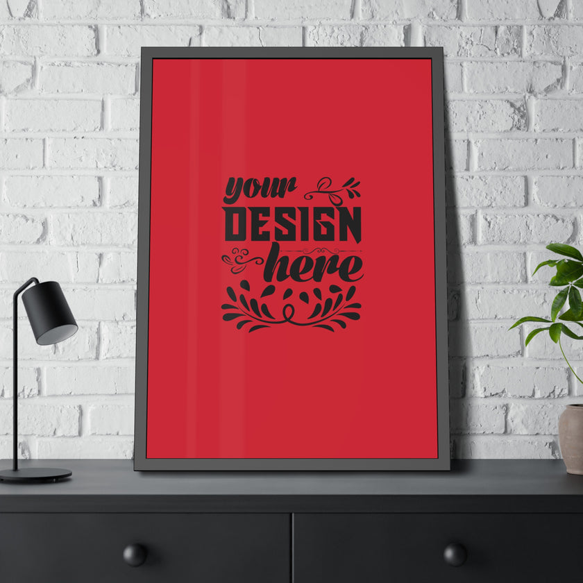 Customizable Framed Paper Poster with Matte Black Pinewood Frame Plexiglass