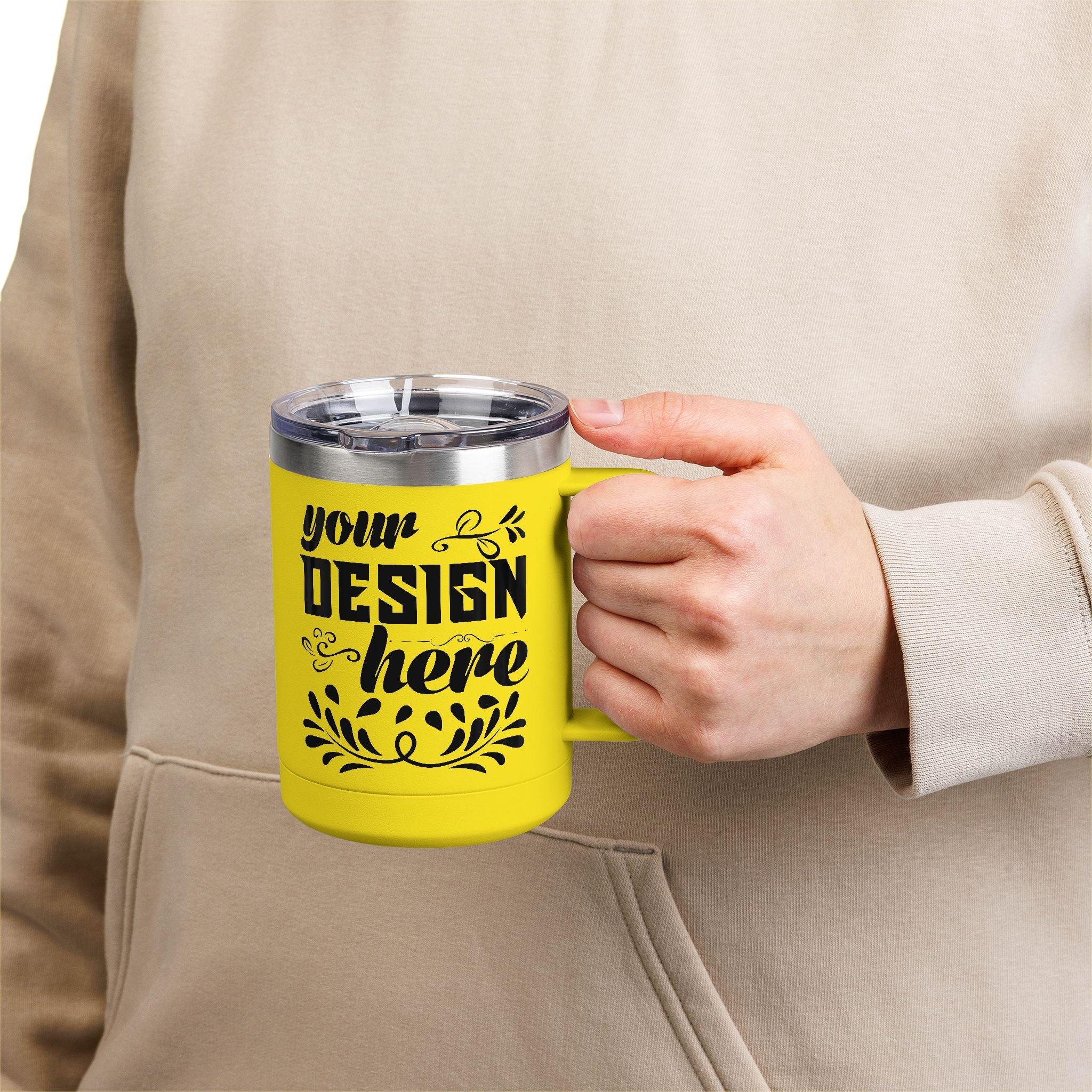 Customizable Polar Camel 15oz Stainless Steel Coffee Mug Tumbler Lid