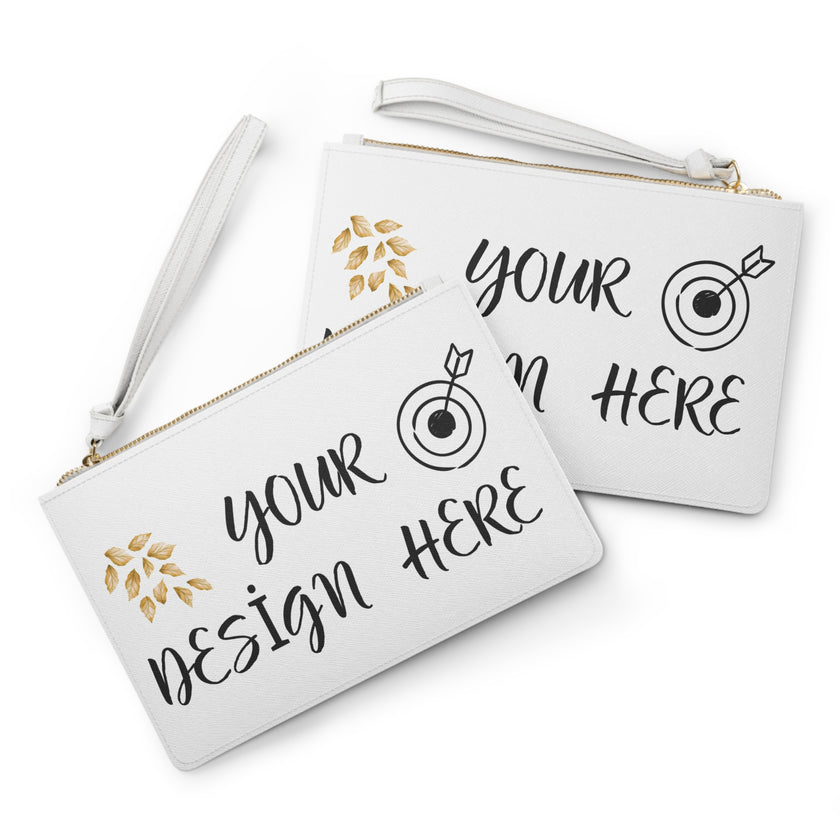 Customizable PU Leather Clutch Bag With Wrist Strap Double Sided Print