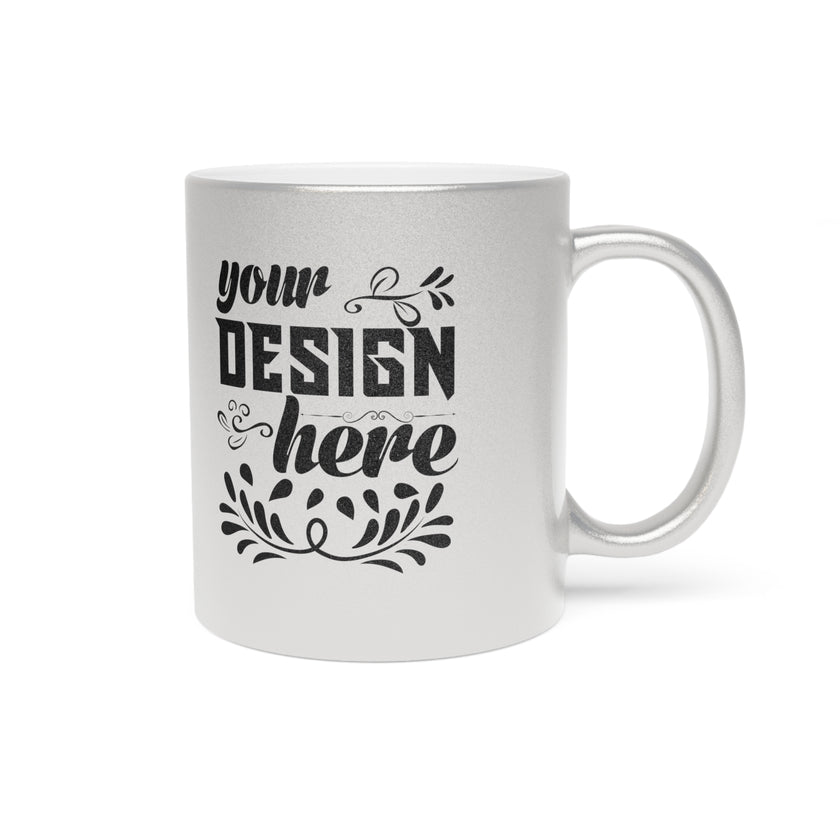 Customizable Metallic Ceramic Mug 11oz Gold or Silver Coated Finish