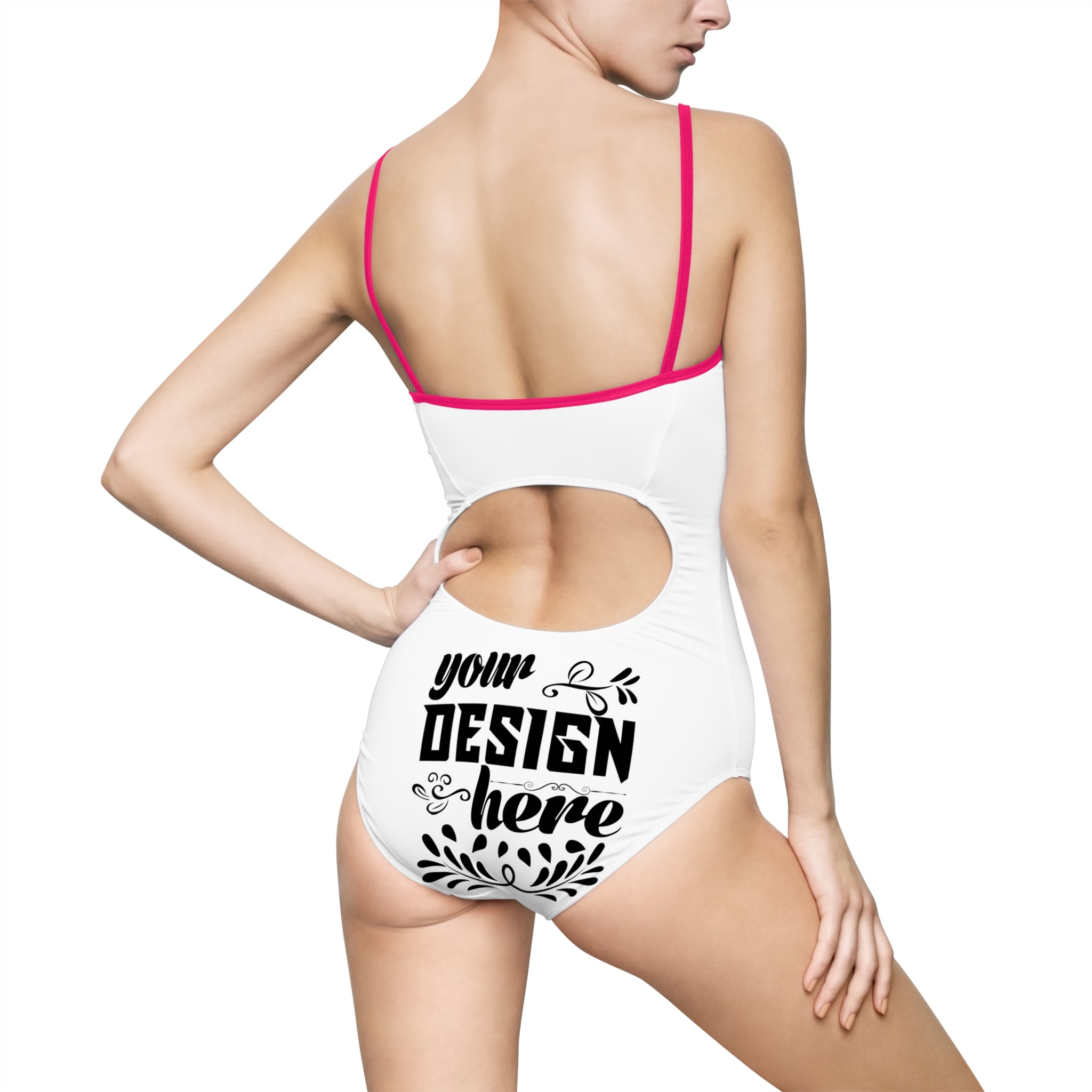 Customizable Women One-Piece Swimsuit With Back Cutout AOP