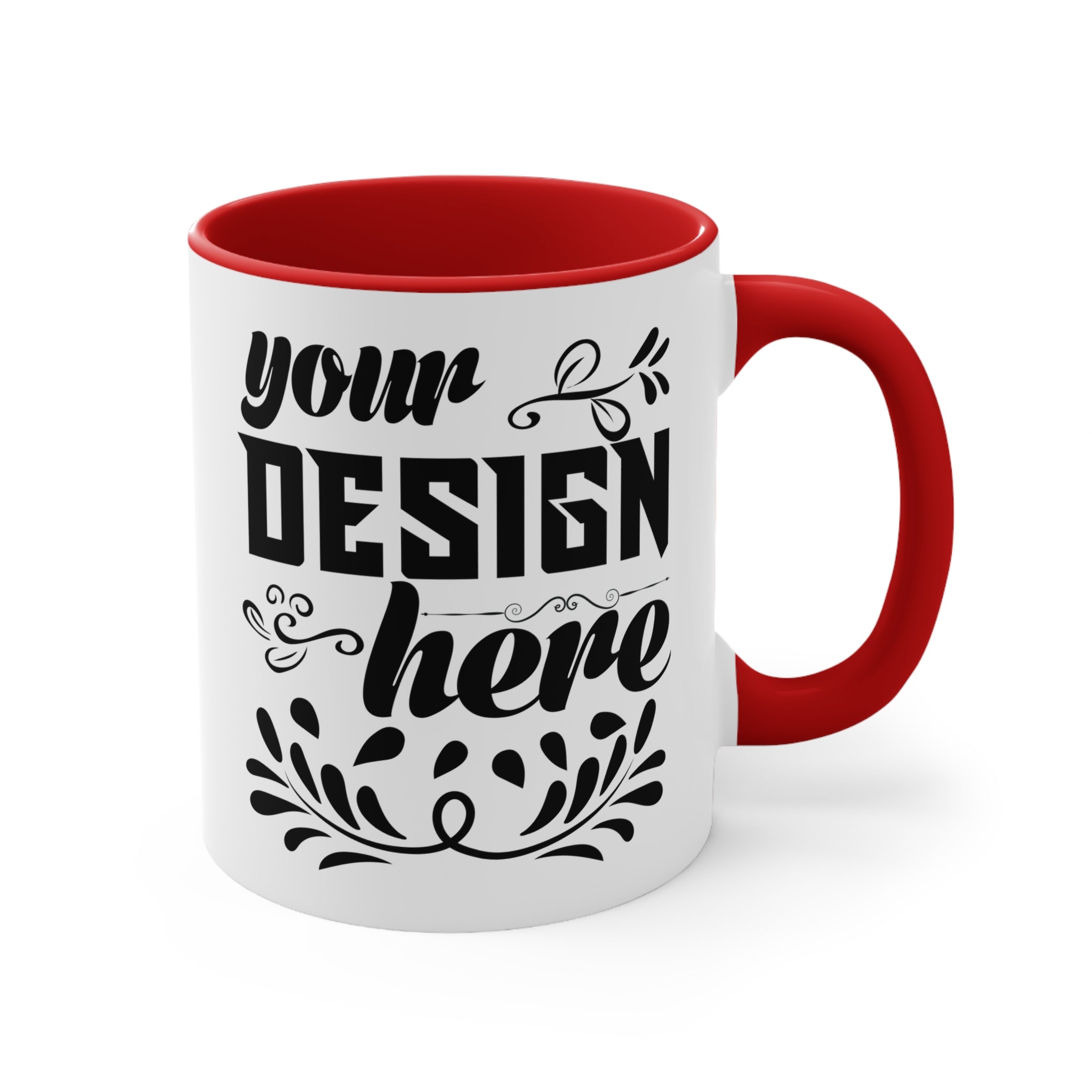 Customizable Accent Ceramic Mug 11oz 15oz Colored Interior and Handle