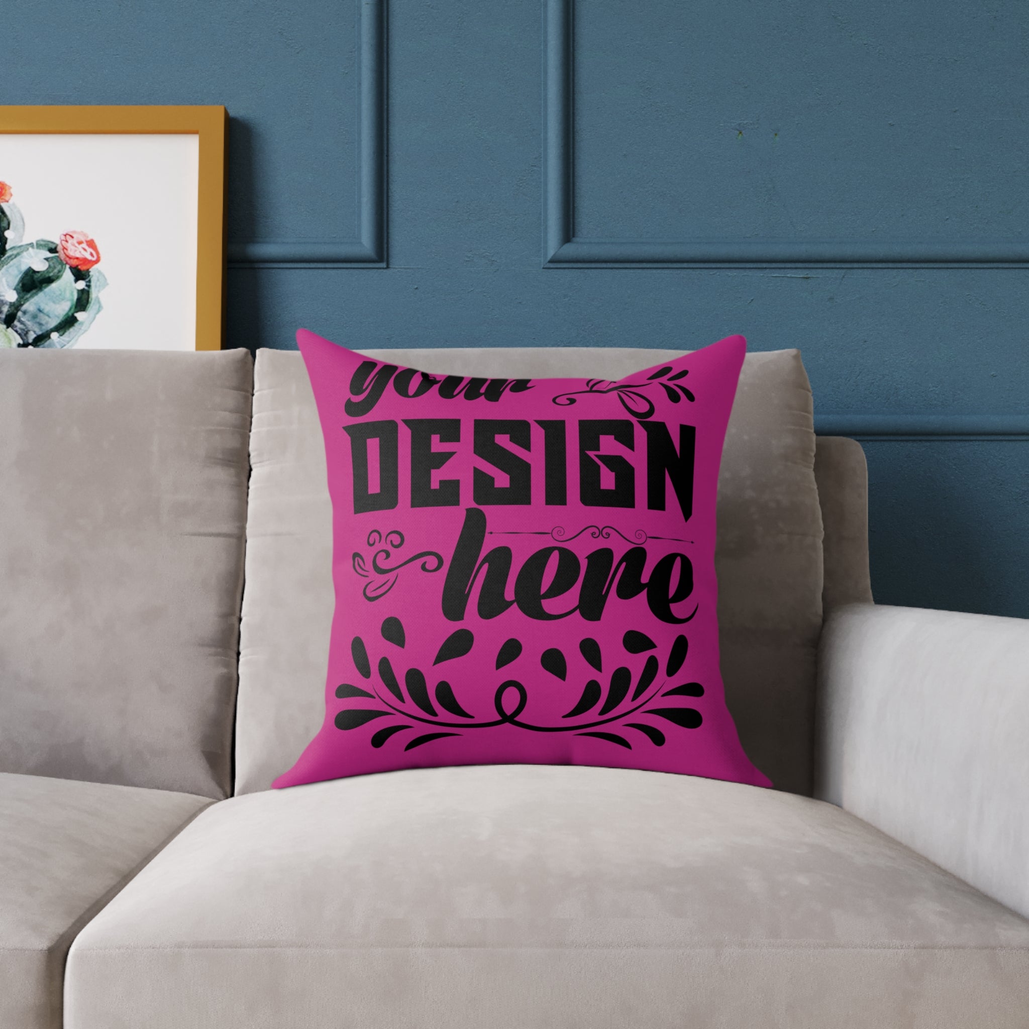 Customizable Square Poly Canvas Pillow with Insert Double-Sided Print