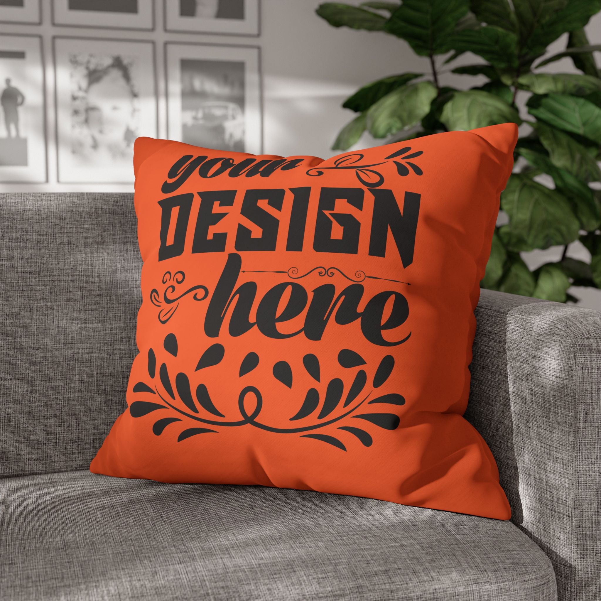 Customizable Square Poly Canvas Pillowcase with Concealed Zipper Closure