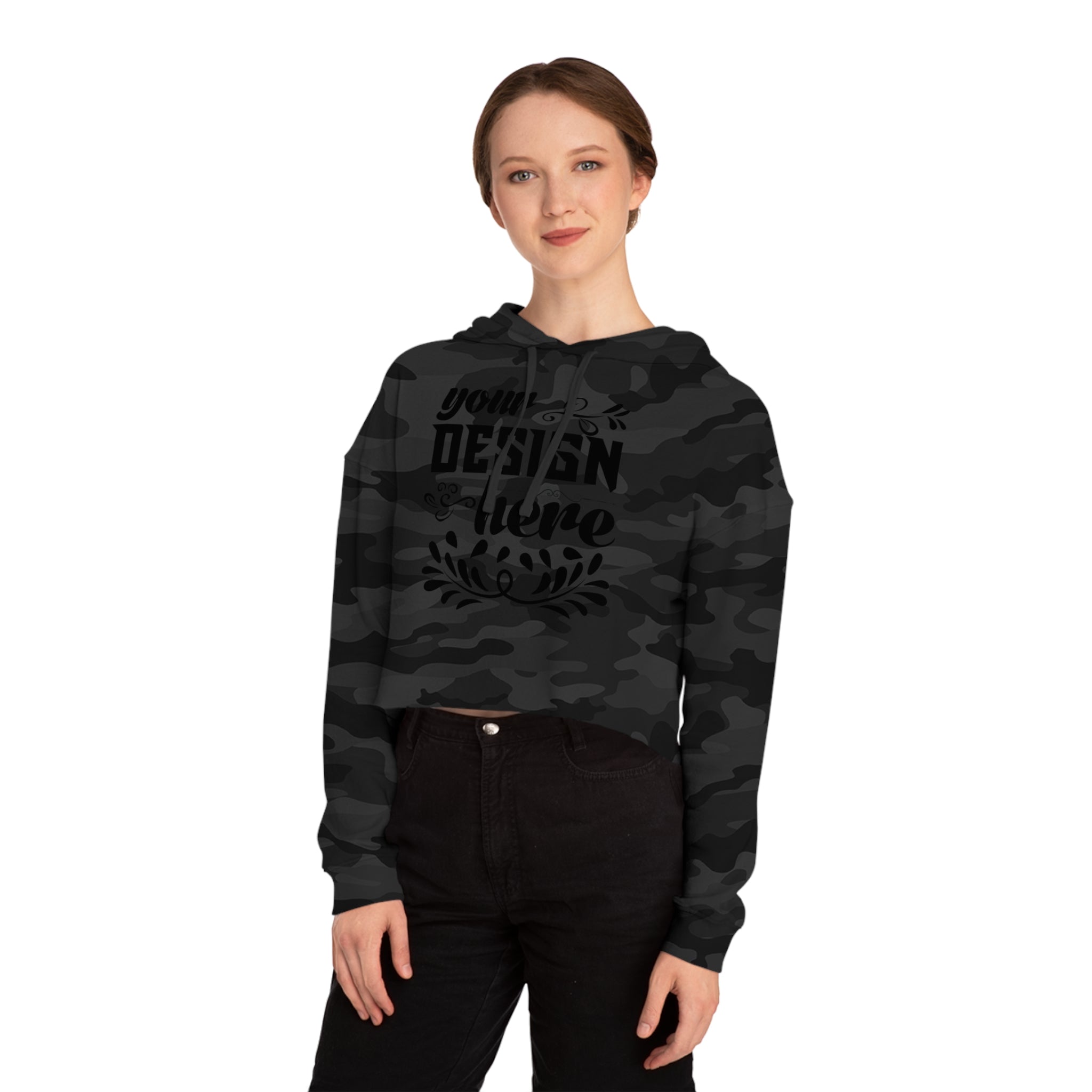 Customizable Independent Trading Women Cropped Hooded Sweatshirt