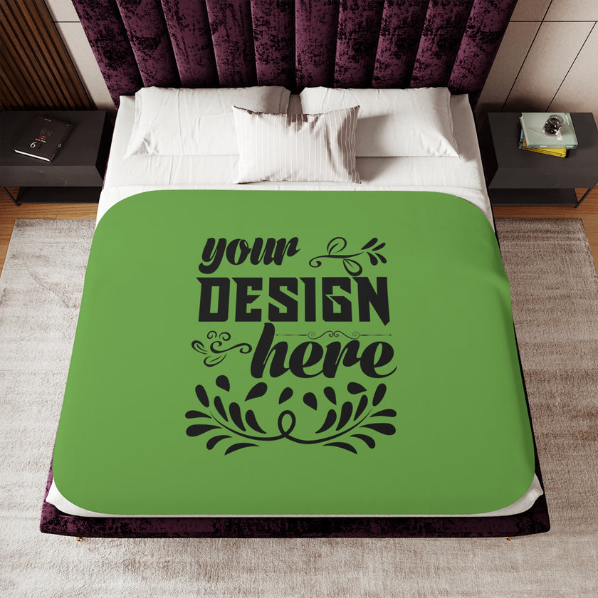 Customizable Sherpa Photo Blanket Two Color Options Grey or Beige