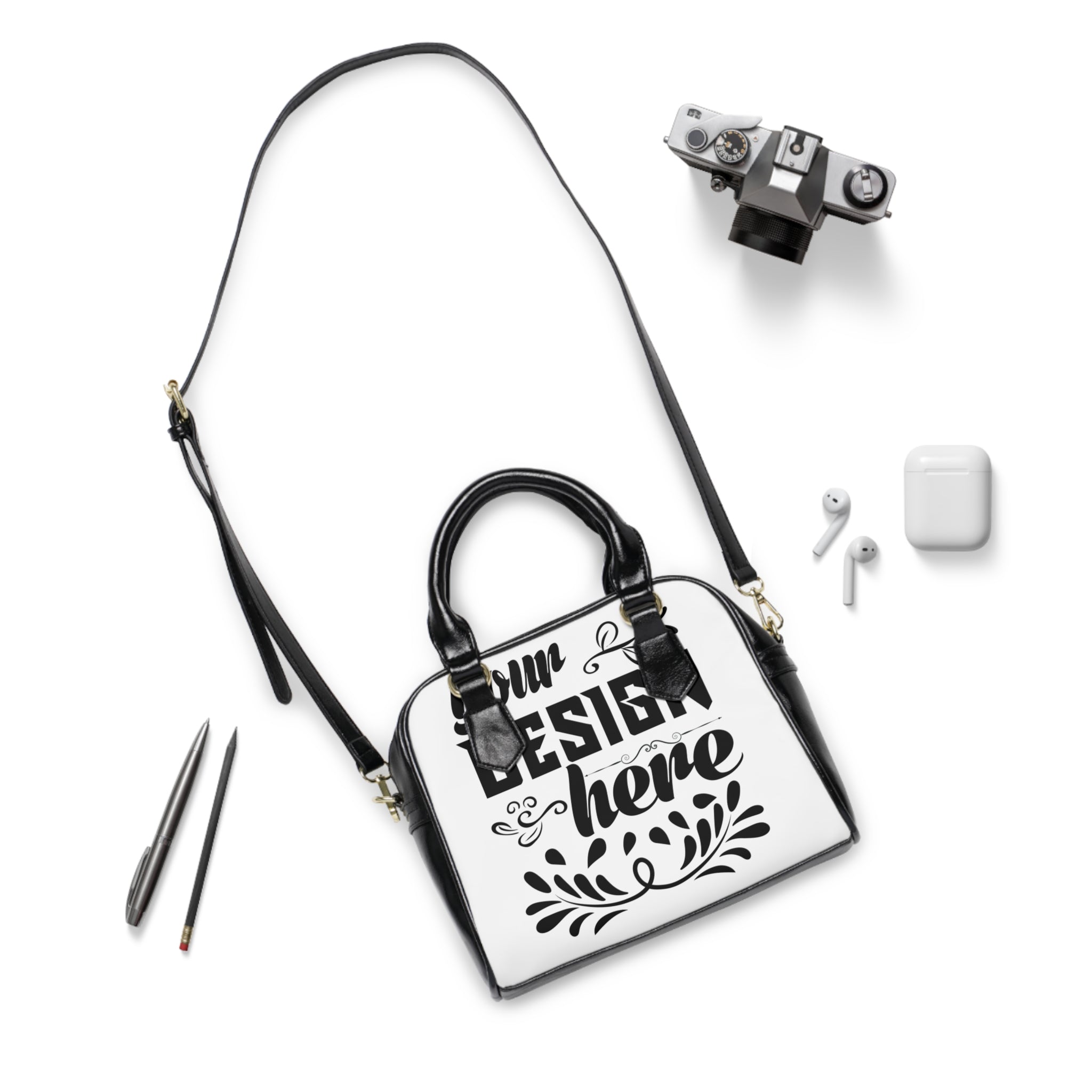 Customizable PU Leather Shoulder Handbag With Adjustable Strap Double Sided Print