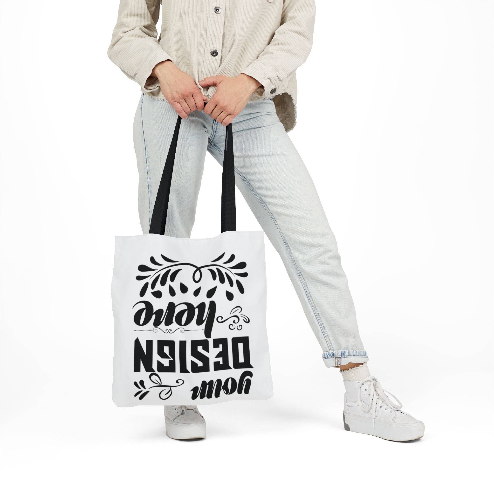 Customizable Canvas Tote Bag With 5 Color Strap Options All Over Print