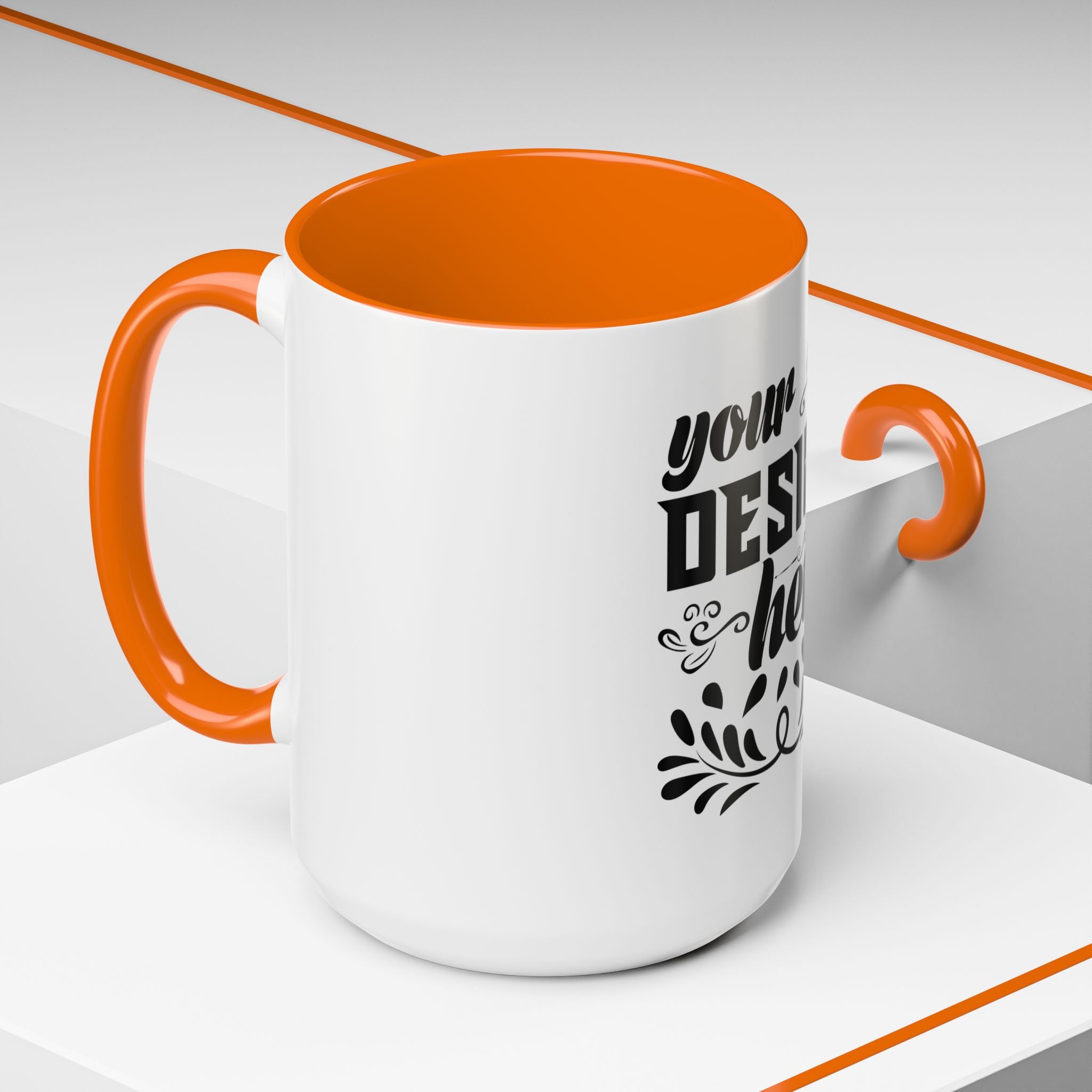 Customizable Accent Coffee Mug 11oz and 15oz Colored Interior Handle