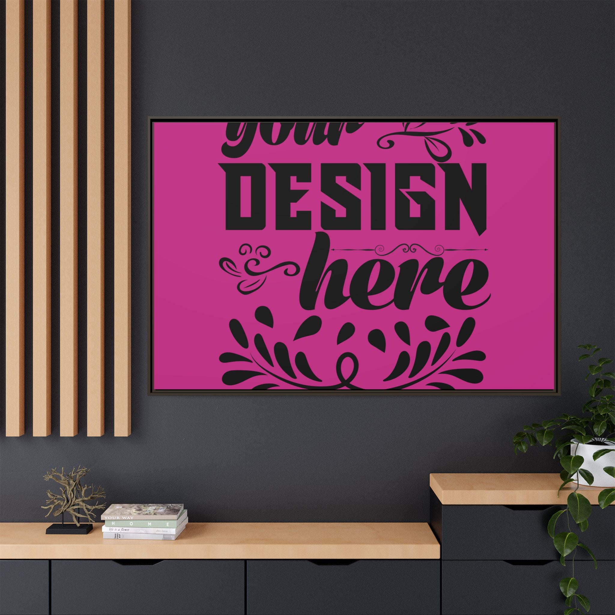 Customizable Framed Matte Canvas Print with Pinewood Frame Sawtooth Hanger