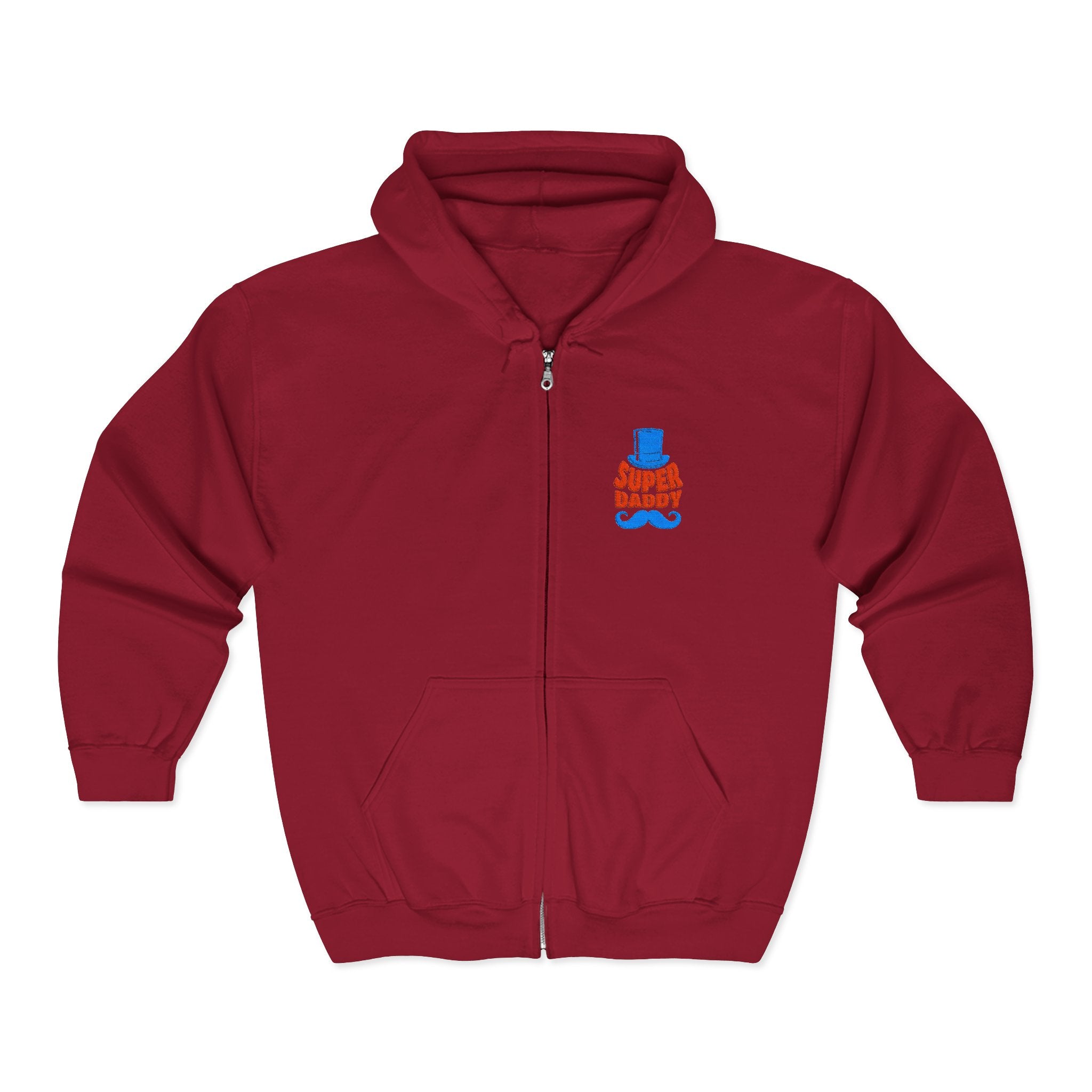 Gildan 18600 Unisex Full Zip Hoodie | Super Daddy Embroidery