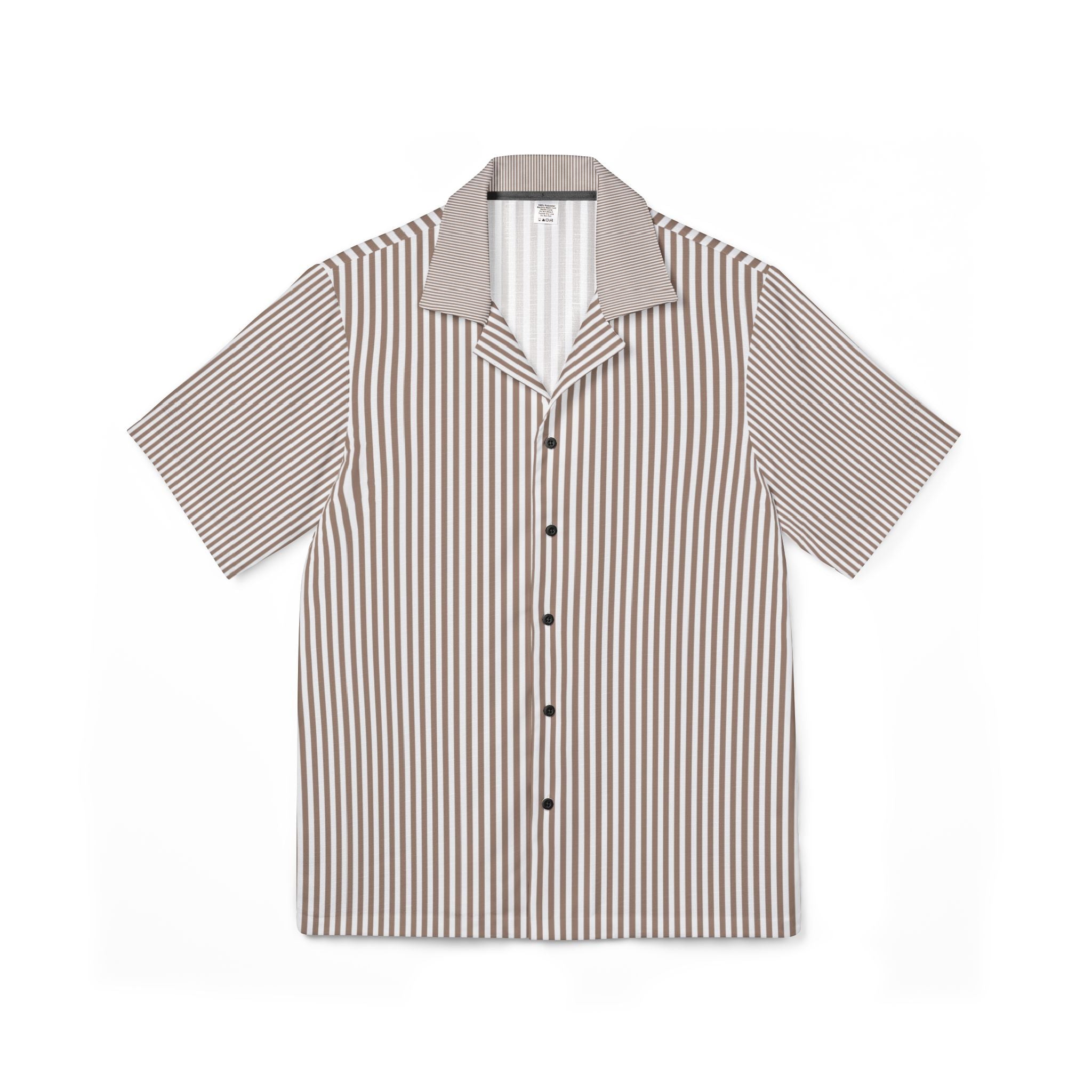 Men's Camp Collar Shirt | Linen-Texture Polyester Stripe