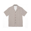 Men's Camp Collar Shirt | Linen-Texture Polyester Stripe