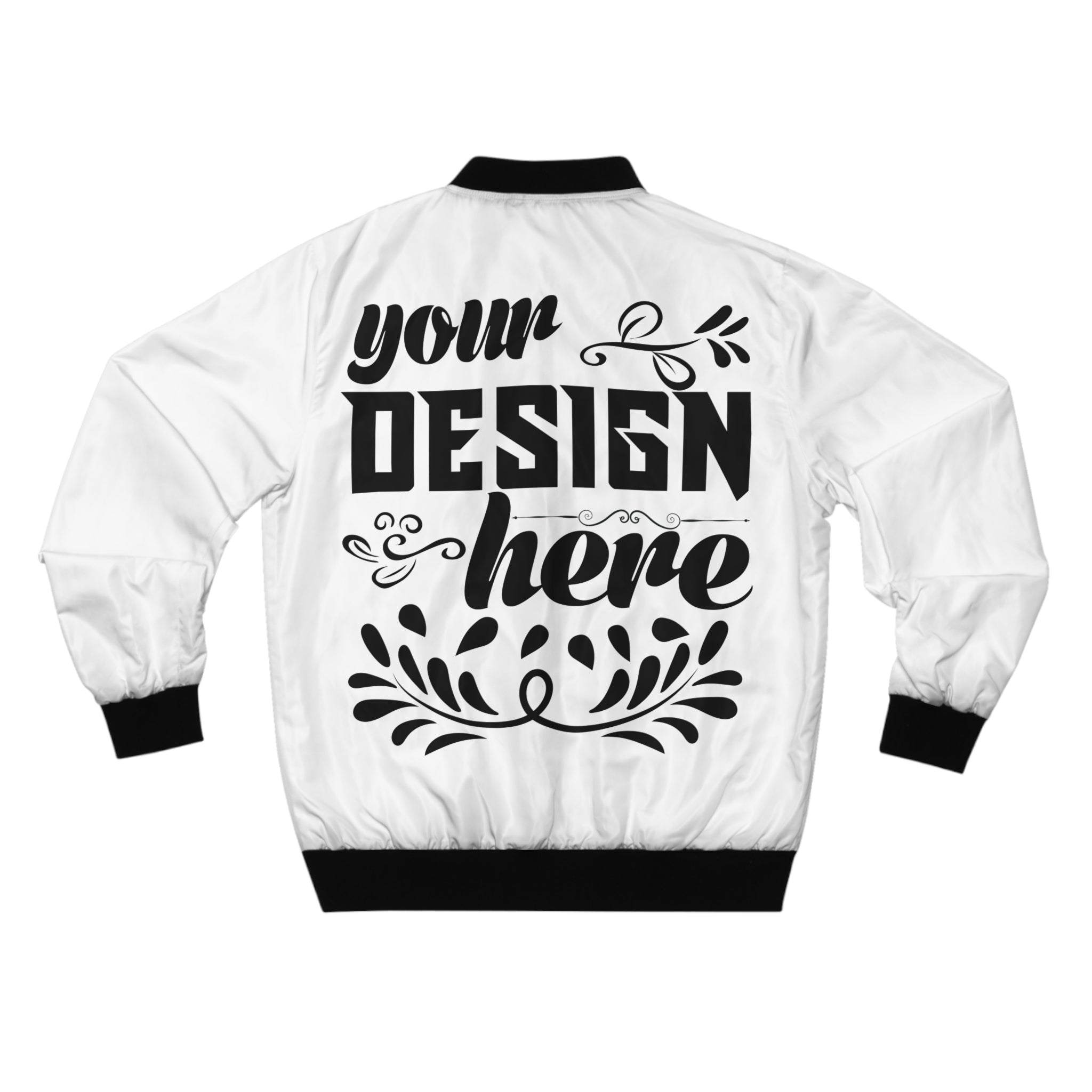 Customizable Mens All Over Print Bomber Jacket With Zipper Pockets