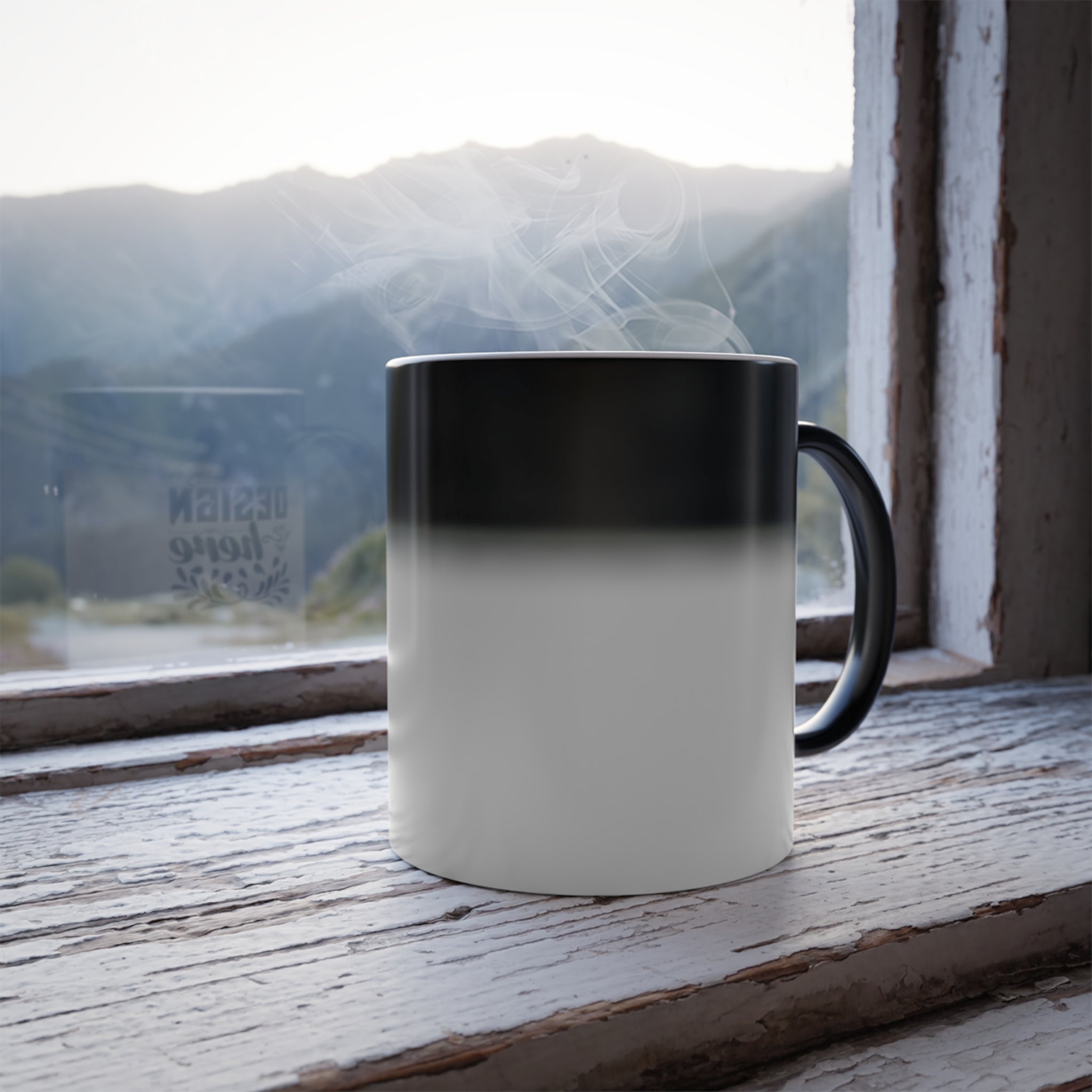 Customizable 11oz Color Morphing Ceramic Mug Black Exterior White Interior