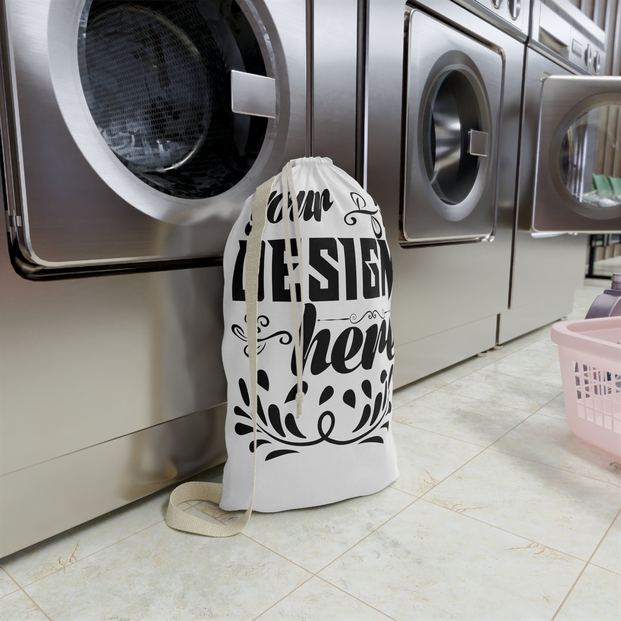 Customizable All Over Print Spun Polyester Laundry Bag With Strap