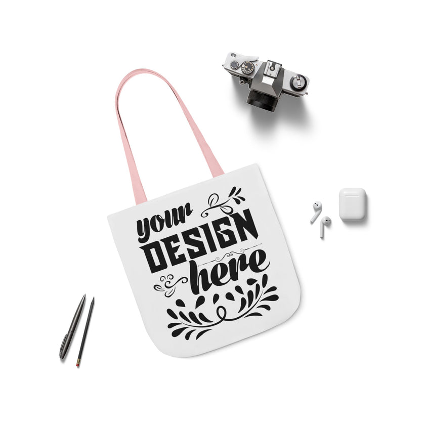 Customizable Canvas Tote Bag With 5 Color Strap Options All Over Print