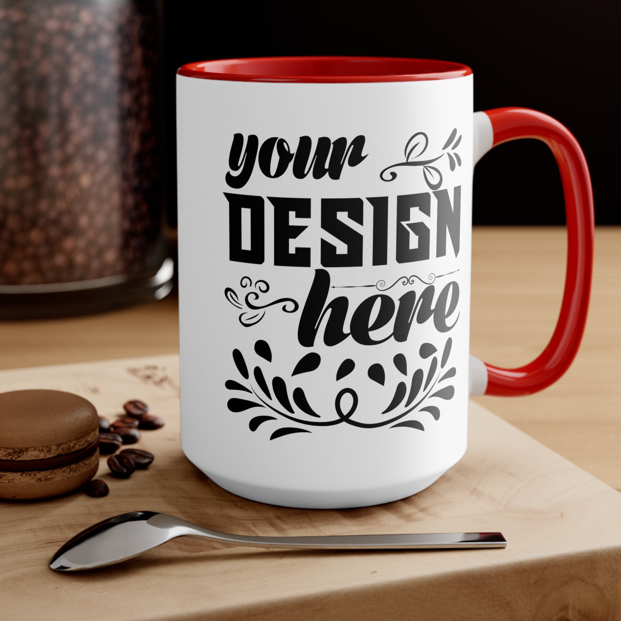 Customizable Accent Ceramic Mug 11oz 15oz Colored Interior and Handle