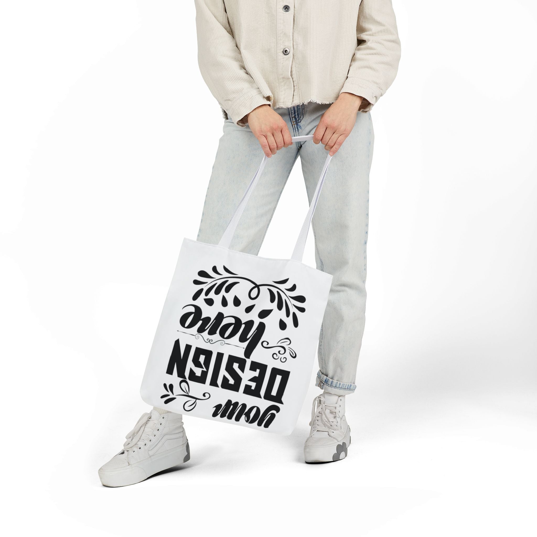 Customizable Canvas Tote Bag With 5 Color Strap Options All Over Print