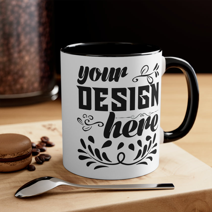 Customizable Accent Ceramic Mug 11oz 15oz Colored Interior and Handle