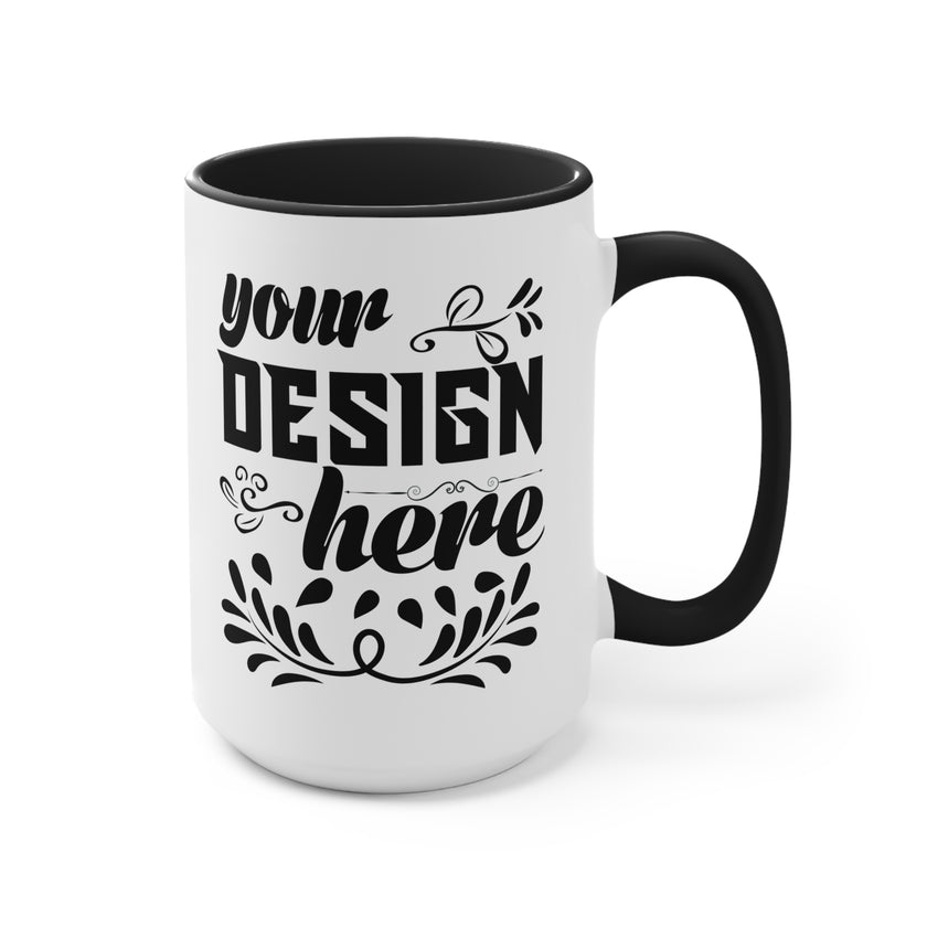 Customizable Accent Ceramic Mug 11oz 15oz Colored Interior and Handle