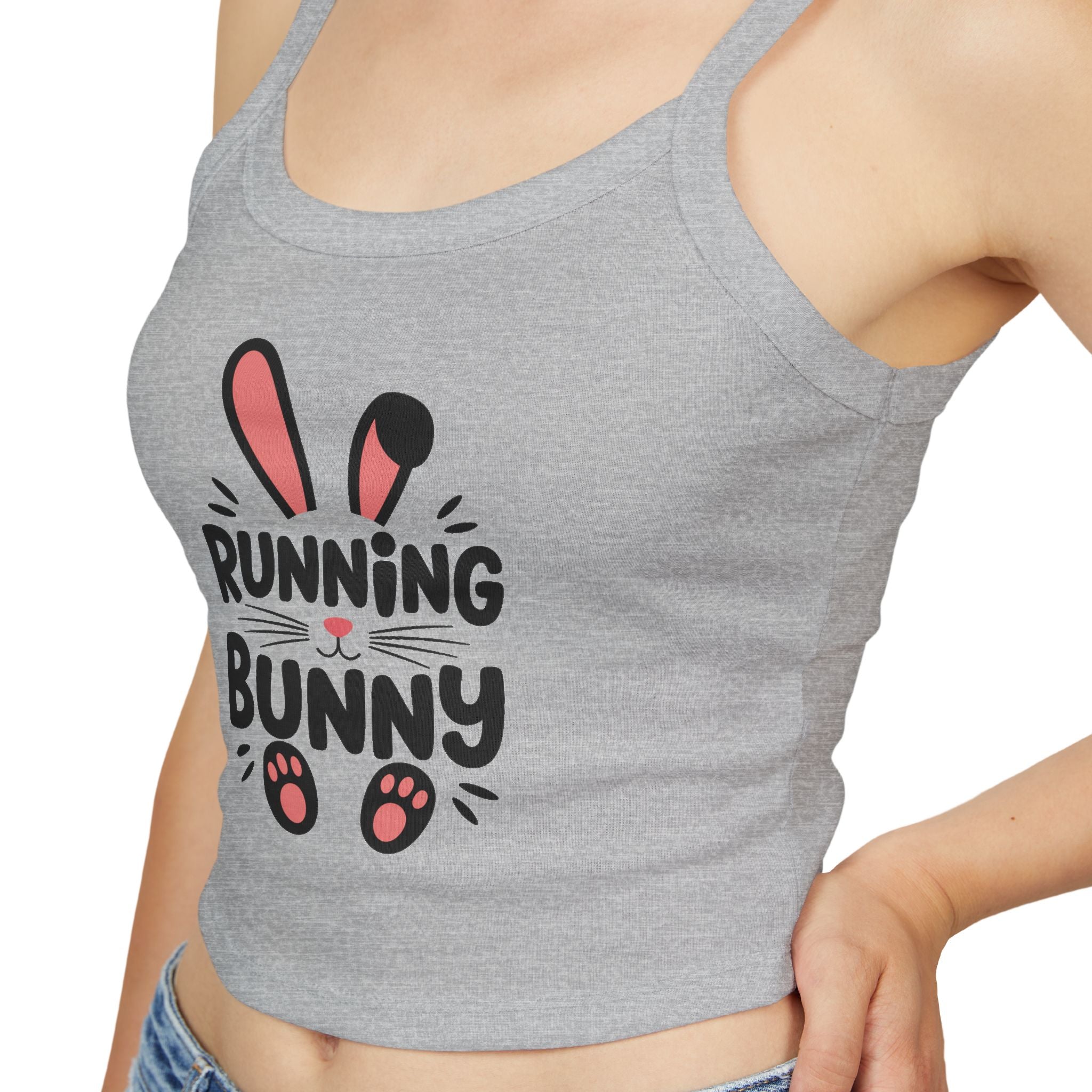 Bella+Canvas 1012 Spaghetti Strap Tank Top Running Bunny Graphic Print